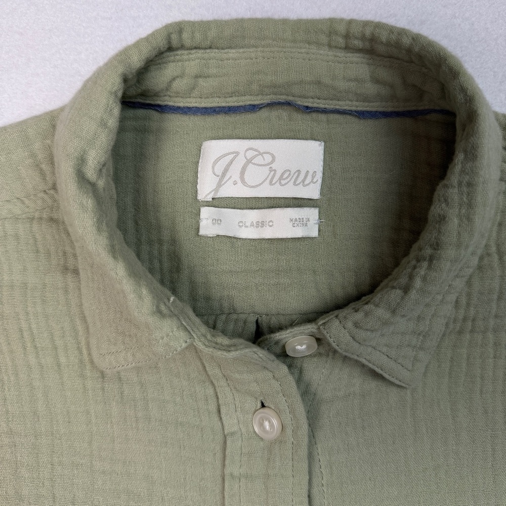 J.Crew Button Up Shirt Women’s 00 | 100% Cotton | Green - Picture 3 of 13